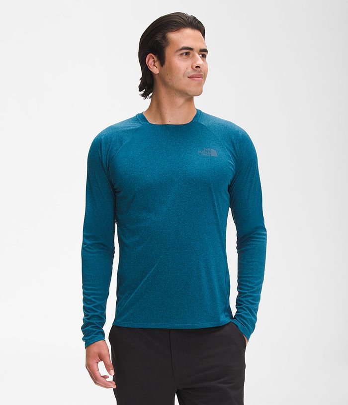 Camiseta The North Face Hombre Ea Big Pine Manga Larga Crew Azules - Peru 71256RDTV